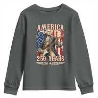 America 250 Years George Washington Rock Star Youth Sweatshirt Funny Electric Guitar Player Vintage American Flag 1776 to 2026 Semiquincentennial