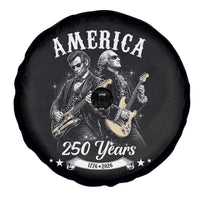 America 250 Years Abraham Lincoln and George Washington Rock Concert Spare Tire Cover Presidents Jamming Electric Guitars 1776 to 2026 Semiquincentennial