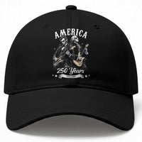 America 250 Years Abraham Lincoln and George Washington Rock Concert Baseball Cap Presidents Jamming Electric Guitars 1776 to 2026 Semiquincentennial