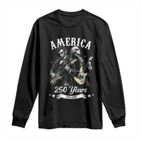 America 250 Years Abraham Lincoln and George Washington Rock Concert Long Sleeve Shirt Presidents Jamming Electric Guitars 1776 to 2026 Semiquincentennial