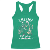 America 250 Years Abraham Lincoln and George Washington Rock Concert Racerback Tank Top Presidents Jamming Electric Guitars 1776 to 2026 Semiquincentennial