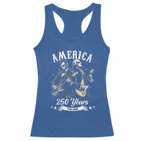 America 250 Years Abraham Lincoln and George Washington Rock Concert Racerback Tank Top Presidents Jamming Electric Guitars 1776 to 2026 Semiquincentennial