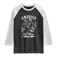 America 250 Years Abraham Lincoln and George Washington Rock Concert Raglan Shirt Presidents Jamming Electric Guitars 1776 to 2026 Semiquincentennial