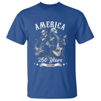 America 250 Years Abraham Lincoln and George Washington Rock Concert T Shirt Presidents Jamming Electric Guitars 1776 to 2026 Semiquincentennial