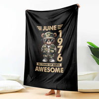 Cool Teddy Bear June 1976 50th Birthday Throw Blanket 50 Years Of Being Awesome Retro Streetwear Gift