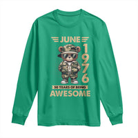 Cool Teddy Bear June 1976 50th Birthday Long Sleeve Shirt 50 Years Of Being Awesome Retro Streetwear Gift