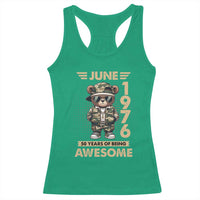 Cool Teddy Bear June 1976 50th Birthday Racerback Tank Top 50 Years Of Being Awesome Retro Streetwear Gift