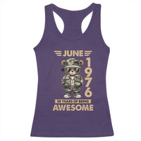 Cool Teddy Bear June 1976 50th Birthday Racerback Tank Top 50 Years Of Being Awesome Retro Streetwear Gift