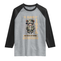 Cool Teddy Bear June 1976 50th Birthday Raglan Shirt 50 Years Of Being Awesome Retro Streetwear Gift