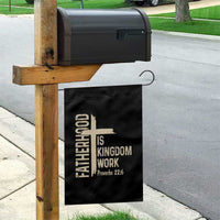 Fatherhood Is Kingdom Work Christian Dad Distressed Cross Garden Flag Bible Verse Proverbs 22:6 Gift for Faith-Based Fathers