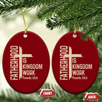 Fatherhood Is Kingdom Work Christian Dad Distressed Cross Ceramic Ornament Bible Verse Proverbs 22:6 Gift for Faith-Based Fathers