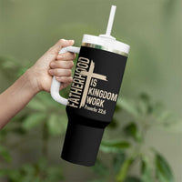 Fatherhood Is Kingdom Work Christian Dad Distressed Cross Tumbler With Handle Bible Verse Proverbs 22:6 Gift for Faith-Based Fathers