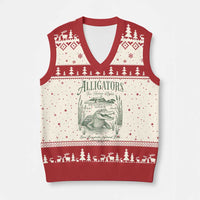 Alligators for Human Rights V-Neck Knit Sweater Vest Save Everglades Alcatraz - Wonder Print Shop