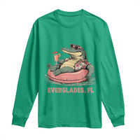 Funny Tropical Alligator Long Sleeve Shirt Everglades Florida FL Summer Vibe - Wonder Print Shop