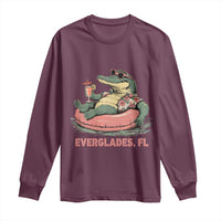 Funny Tropical Alligator Long Sleeve Shirt Everglades Florida FL Summer Vibe - Wonder Print Shop