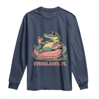 Funny Tropical Alligator Long Sleeve Shirt Everglades Florida FL Summer Vibe - Wonder Print Shop