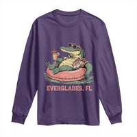 Funny Tropical Alligator Long Sleeve Shirt Everglades Florida FL Summer Vibe - Wonder Print Shop