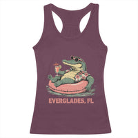 Funny Tropical Alligator Racerback Tank Top Everglades Florida FL Summer Vibe - Wonder Print Shop