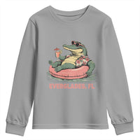 Funny Tropical Alligator Youth Sweatshirt Everglades Florida FL Summer Vibe - Wonder Print Shop