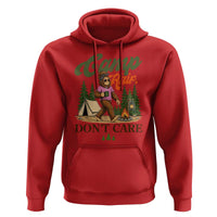 Vintage Funny Girly Bigfoot Camper Hoodie Camp Hair Don't Care Sasquatch Camping Outdoor Adventure