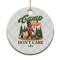 Vintage Funny Girly Bigfoot Camper Ceramic Ornament Camp Hair Don't Care Sasquatch Camping Outdoor Adventure