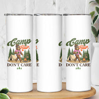 Vintage Funny Girly Bigfoot Camper Skinny Tumbler Camp Hair Don't Care Sasquatch Camping Outdoor Adventure