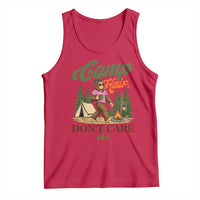 Vintage Funny Girly Bigfoot Camper Tank Top Camp Hair Don't Care Sasquatch Camping Outdoor Adventure