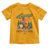Vintage Funny Girly Bigfoot Camper Toddler T Shirt Camp Hair Don't Care Sasquatch Camping Outdoor Adventure