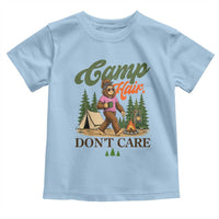 Vintage Funny Girly Bigfoot Camper Toddler T Shirt Camp Hair Don't Care Sasquatch Camping Outdoor Adventure