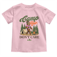 Vintage Funny Girly Bigfoot Camper Toddler T Shirt Camp Hair Don't Care Sasquatch Camping Outdoor Adventure