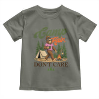 Vintage Funny Girly Bigfoot Camper Toddler T Shirt Camp Hair Don't Care Sasquatch Camping Outdoor Adventure