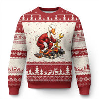 Funny Duck Mechanic Race Car Pit Crew Ugly Christmas Sweater Motorsports Enthusiast Auto Repair