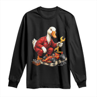 Funny Duck Mechanic Race Car Pit Crew Long Sleeve Shirt Motorsports Enthusiast Auto Repair