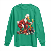 Funny Duck Mechanic Race Car Pit Crew Long Sleeve Shirt Motorsports Enthusiast Auto Repair