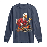 Funny Duck Mechanic Race Car Pit Crew Long Sleeve Shirt Motorsports Enthusiast Auto Repair