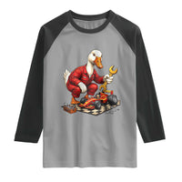 Funny Duck Mechanic Race Car Pit Crew Raglan Shirt Motorsports Enthusiast Auto Repair