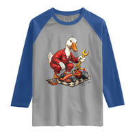 Funny Duck Mechanic Race Car Pit Crew Raglan Shirt Motorsports Enthusiast Auto Repair