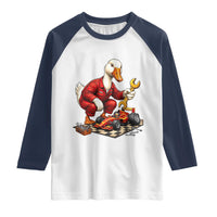 Funny Duck Mechanic Race Car Pit Crew Raglan Shirt Motorsports Enthusiast Auto Repair