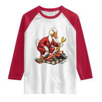 Funny Duck Mechanic Race Car Pit Crew Raglan Shirt Motorsports Enthusiast Auto Repair