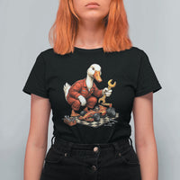 Funny Duck Mechanic Race Car Pit Crew T Shirt For Women Motorsports Enthusiast Auto Repair