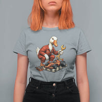 Funny Duck Mechanic Race Car Pit Crew T Shirt For Women Motorsports Enthusiast Auto Repair