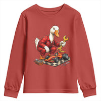 Funny Duck Mechanic Race Car Pit Crew Youth Sweatshirt Motorsports Enthusiast Auto Repair
