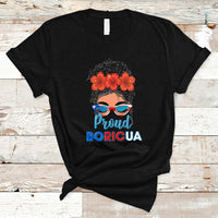 Puerto Rico T Shirt Proud Boricua Puerto Rico Flag Messy Bun Puerto Rican Women - Wonder Print Shop