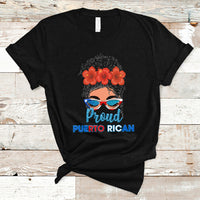 Puerto Rico T Shirt Proud Puerto Rican Women Puerto Rico Flag Messy Bun Boricua - Wonder Print Shop