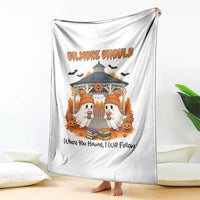 Cute Gilmore Ghouls Halloween Ghost Throw Blanket Cozy Fall Aesthetic with Pumpkin Spice and Books - Wonder Print Shop
