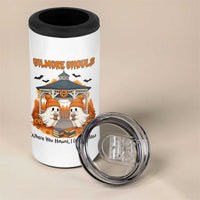 Cute Gilmore Ghouls Halloween Ghost 4 in 1 Can Cooler Tumbler Cozy Fall Aesthetic with Pumpkin Spice and Books - Wonder Print Shop