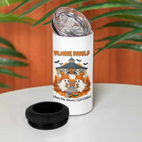 Cute Gilmore Ghouls Halloween Ghost 4 in 1 Can Cooler Tumbler Cozy Fall Aesthetic with Pumpkin Spice and Books - Wonder Print Shop