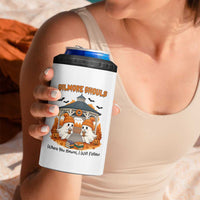 Cute Gilmore Ghouls Halloween Ghost 4 in 1 Can Cooler Tumbler Cozy Fall Aesthetic with Pumpkin Spice and Books - Wonder Print Shop