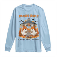 Cute Gilmore Ghouls Halloween Ghost Long Sleeve Shirt Cozy Fall Aesthetic with Pumpkin Spice and Books - Wonder Print Shop