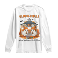 Cute Gilmore Ghouls Halloween Ghost Long Sleeve Shirt Cozy Fall Aesthetic with Pumpkin Spice and Books - Wonder Print Shop